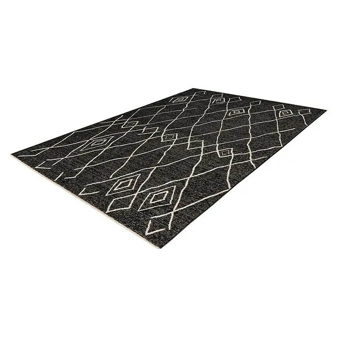 Kurzflorteppich Agadir - Graphit, 150 x 80 cm, 100% Polypropylen (Flor) - Diagonale Ansicht