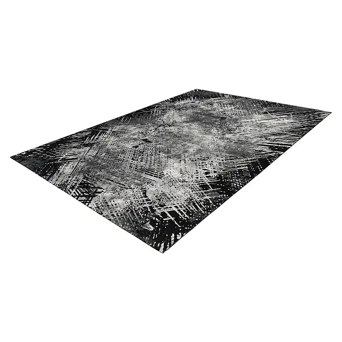 Kurzflorteppich Pablo 701 - Silber/Grau, 150 x 80 cm, 50% Polyester, 50% Polypropylen - Diagonale Ansicht