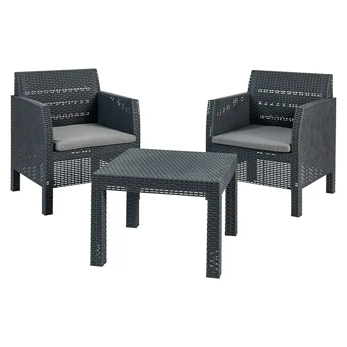 Toomax Loungeset Matilde - 3-delig, Kunststof, Zwart - Diagonaal zicht