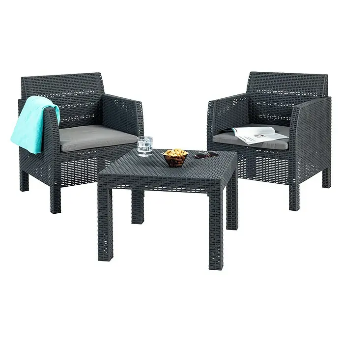 Toomax Loungeset Matilde - 3-delig, Kunststof, Zwart - Diagonaal zicht