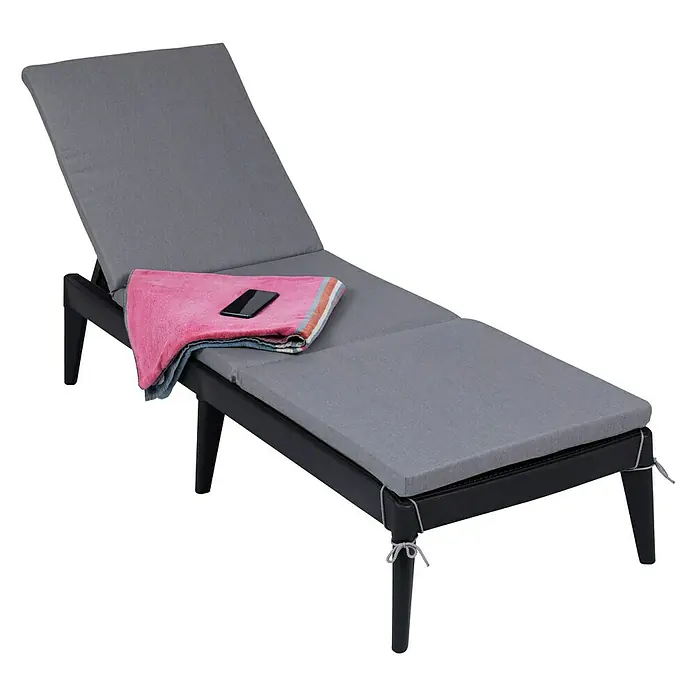 Toomax Ligbed Sirolo - 60 x 186 x 32,5 cm, Kunststof, Zwart - Diagonaal zicht