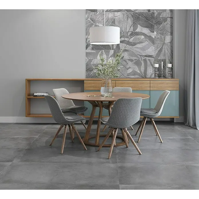 BHS Showroom Revestimiento cerámico Madox Tropic - 40 x 120 cm, Antracita, Rectificado, Efecto cemento - Foto ambiente