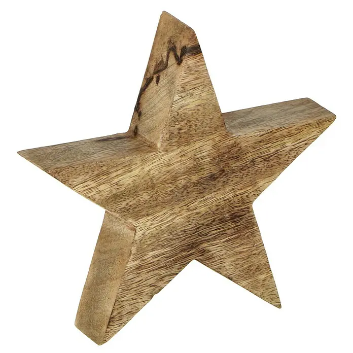 Holzstern - Mangoholz, 15 cm - Diagonale Ansicht