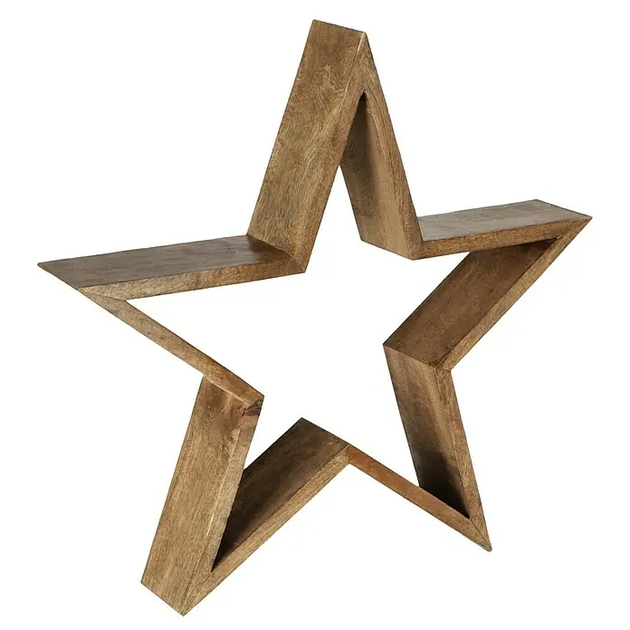 Holzstern - Mangoholz, 65 cm - Diagonale Ansicht
