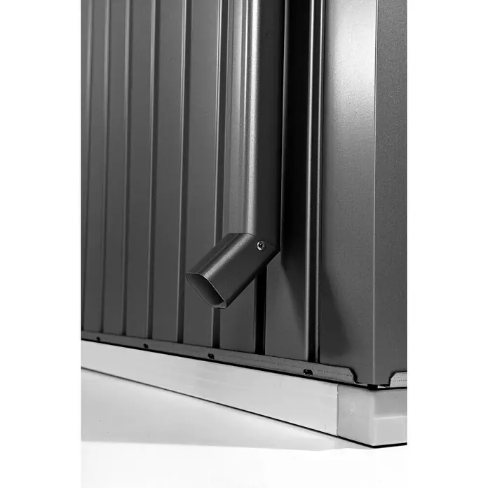Biohort HighLine Regenfallrohr-Set - Passend für: Biohort Gerätehaus HighLine, Dunkelgrau Metallic, 205,5 cm - Detailaufnahme