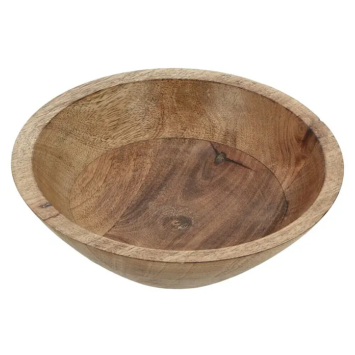 Holzschale - Ø x H: 20 x 6 cm, Rund, Mangoholz - Diagonale Ansicht
