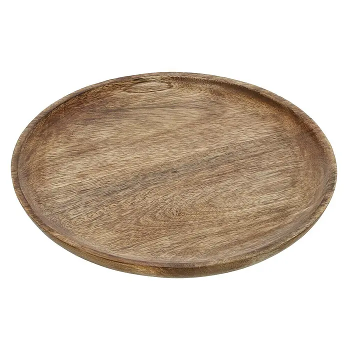 Deko-Tablett Mangoholz - Braun, Durchmesser: 30 cm - Diagonale Ansicht