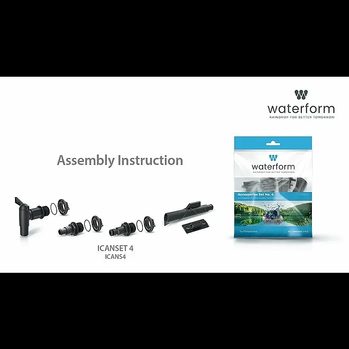 Regentonnen-Verbindungs-Set mit Auslaufhahn - 5 -tlg., Passend für: Regentonnen Maze, Tube, Aquacan, Smooth, Peruno, Aqua Tower & Tower Stone