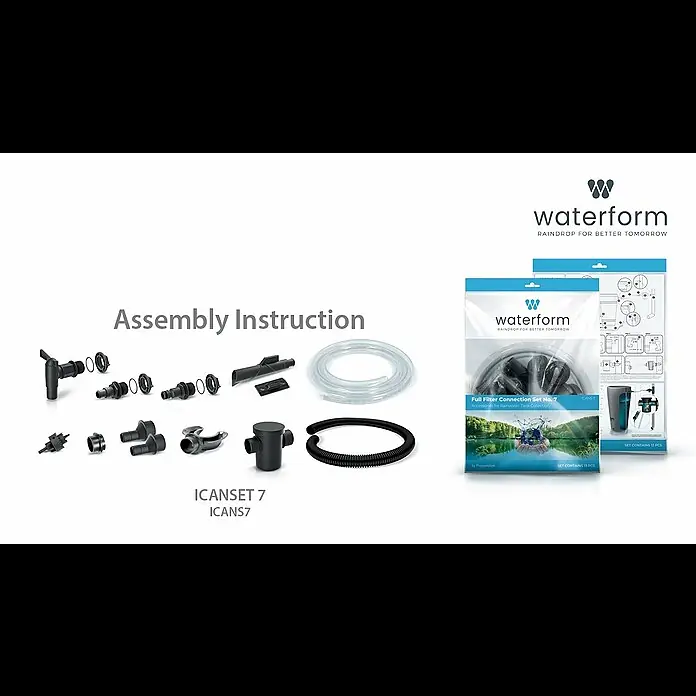 Regenwasserfilter Verbindungsset - 13 -tlg., Passend für: Regentonne Maze, Tube, Aquacan, Smooth, Peruno, Aqua Tower, Tower Stone