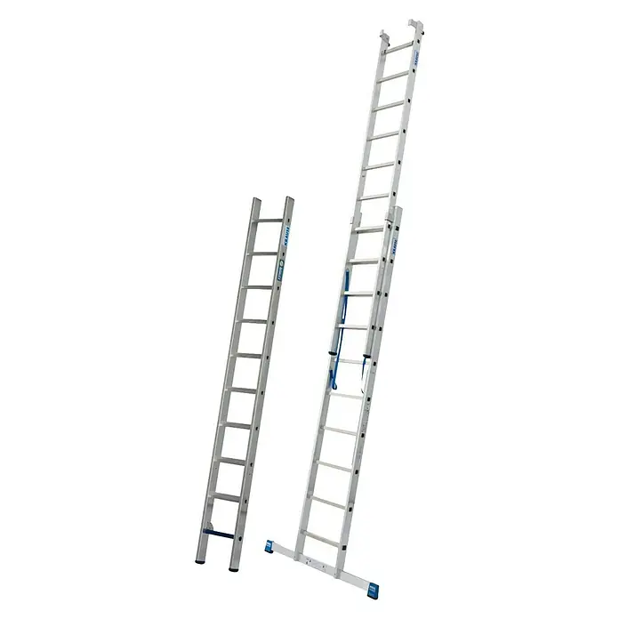 Krause Stabilo Sprossen-Mehrzweckleiter +S - Arbeitshöhe: 7,5 m, Anzahl Tritte: 3 x 10 Sprossen, Aluminium - Linke Seitenansicht