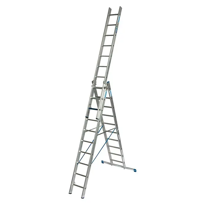 Krause Stabilo Sprossen-Mehrzweckleiter +S - Arbeitshöhe: 7,5 m, Anzahl Tritte: 3 x 10 Sprossen, Aluminium - Linke Seitenansicht