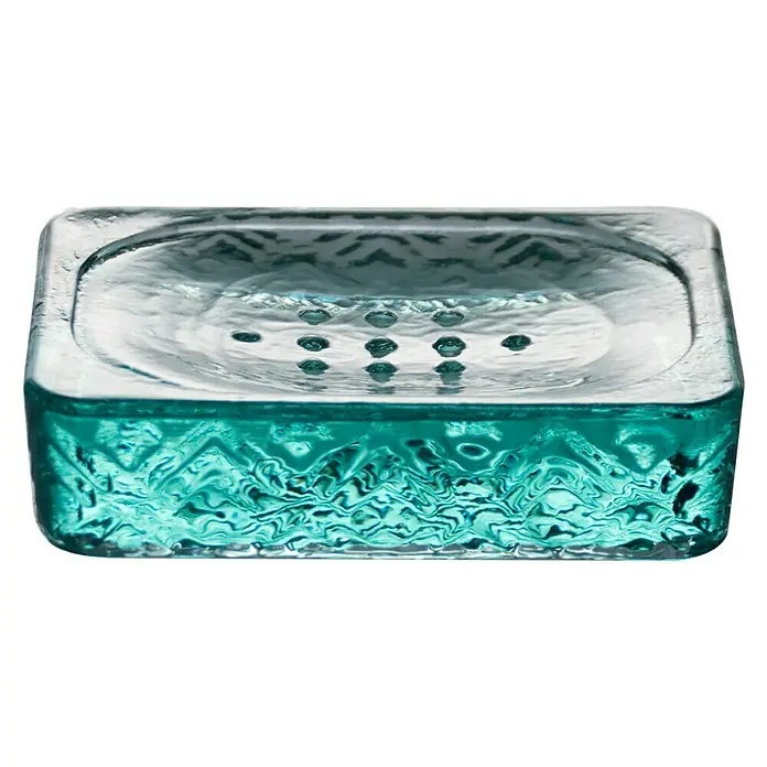 Seifenschale - L x B x H: 12,5 x 9,3 x 3 cm, Glas, Strukturiert, Diamant Bronze - Vorderansicht