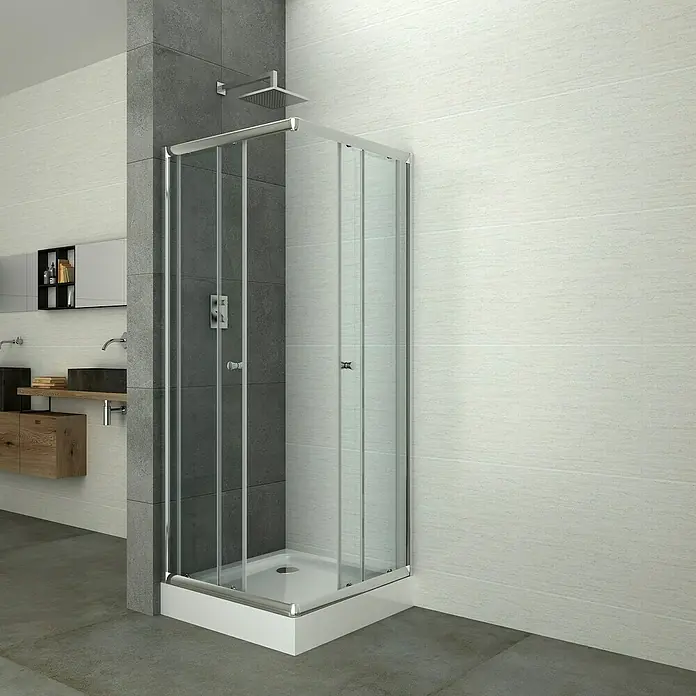 Sanotechnik Eckdusche - L x B x H: 90 x 90 x 190 cm, Stärke: 5 mm, Chrom - Stimmungsaufnahme