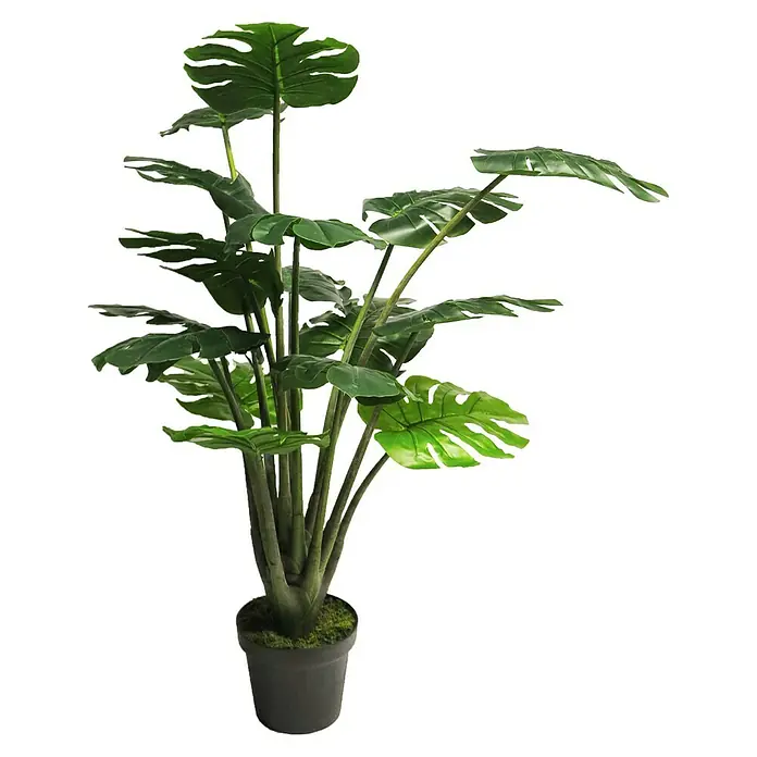 Kunstplant Monstera - Hoogte: 120 cm, Polyester - Vooraanzicht