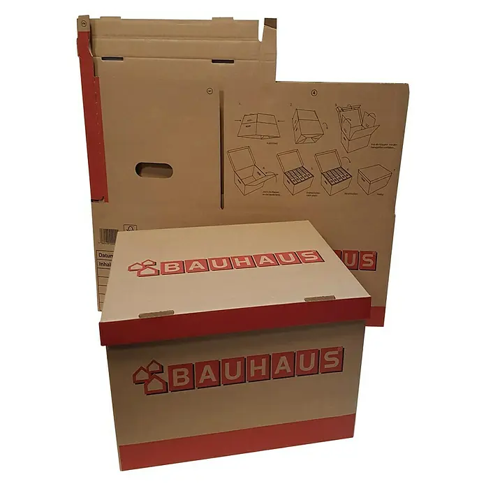 BAUHAUS Caja para archivadores - 2 ud., L x An x Al: 397 x 320 x 288 mm, Cartón corrugado - Vista frontal