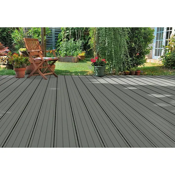 WPC-Terrassendiele Grey - Grau, 290 x 12 x 2 cm - Stimmungsaufnahme