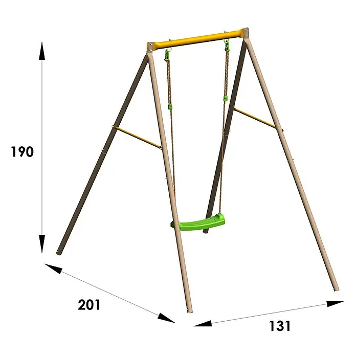 Columpio Allegro - L x An x Al: 132 x 185 x 190 cm, Plástico, Plata/Verde/Naranja