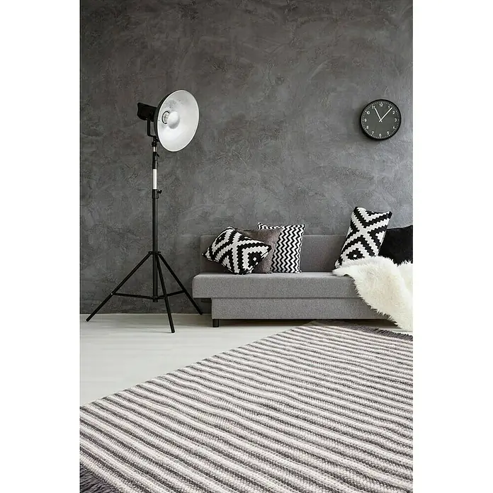 Kayoom Fransenteppich I - Natur/Schwarz, 290 x 200 cm, 75 % Neuseelandwolle, 25 % Viskose - Stimmungsaufnahme