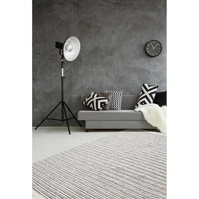 Kayoom Fransenteppich I - Natur/Grau, 230 x 160 cm, 75 % Neuseelandwolle, 25 % Viskose - Stimmungsaufnahme