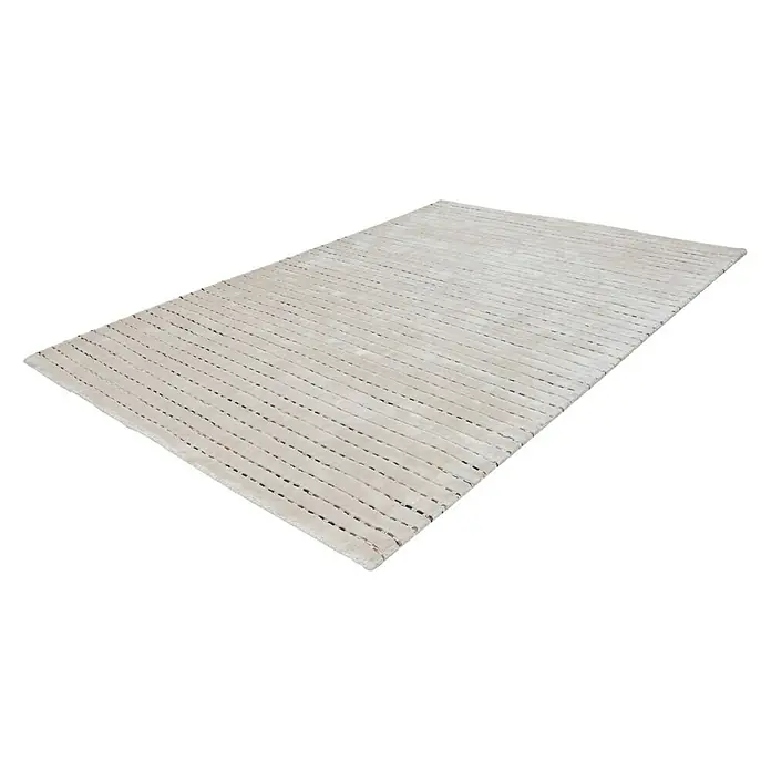 Kayoom Kurzflorteppich Prime - Beige, 150 x 80 cm, 70 % Viskose, 30 % Wolle - Linke Seitenansicht
