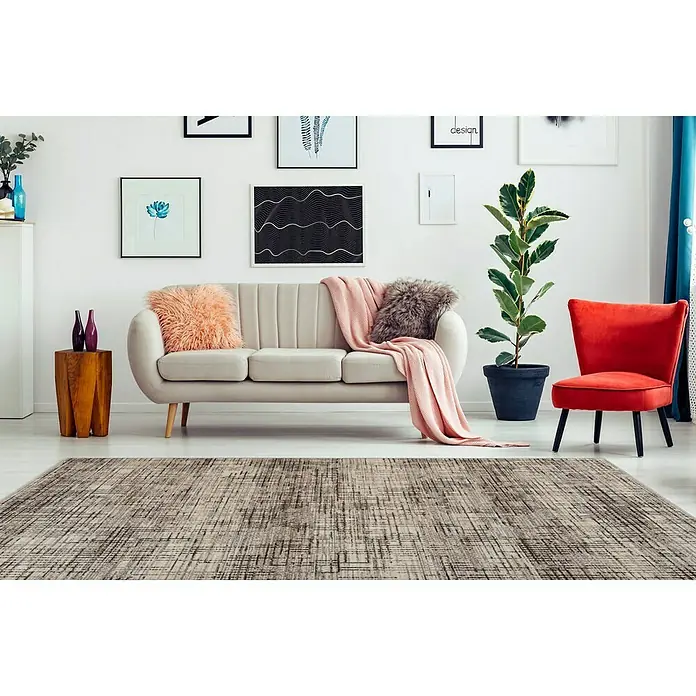 Kayoom Kurzflorteppich Vancouver 310 - Beige/Braun, 150 x 80 cm, 100 % Polypropylen - Stimmungsaufnahme