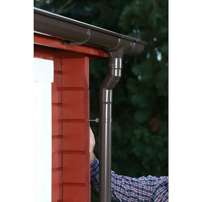 FunkeGruppe Fallrohrbogen - Nennweite: 50 mm, Winkel: 45 °, Kunststoff, Braun - Anwendungsbeispiel
