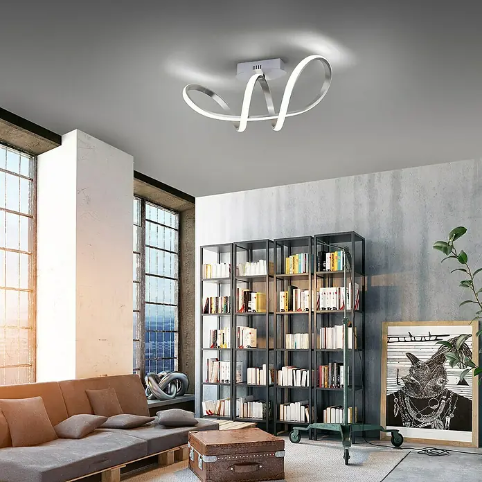 LeuchtenDirekt LED-Deckenleuchte - 18 W, L x B x H: 61 x 24,5 x 27 cm, Grau, Sonstige - Stimmungsaufnahme