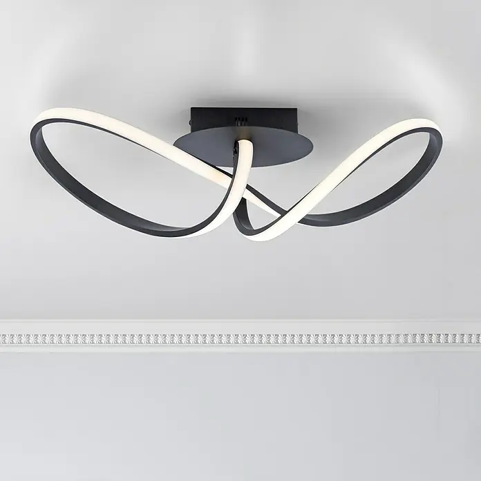 LeuchtenDirekt LED-Deckenleuchte - 18 W, L x B x H: 61 x 24,5 x 27 cm, Schwarz, Sonstige - Bildausschnitt