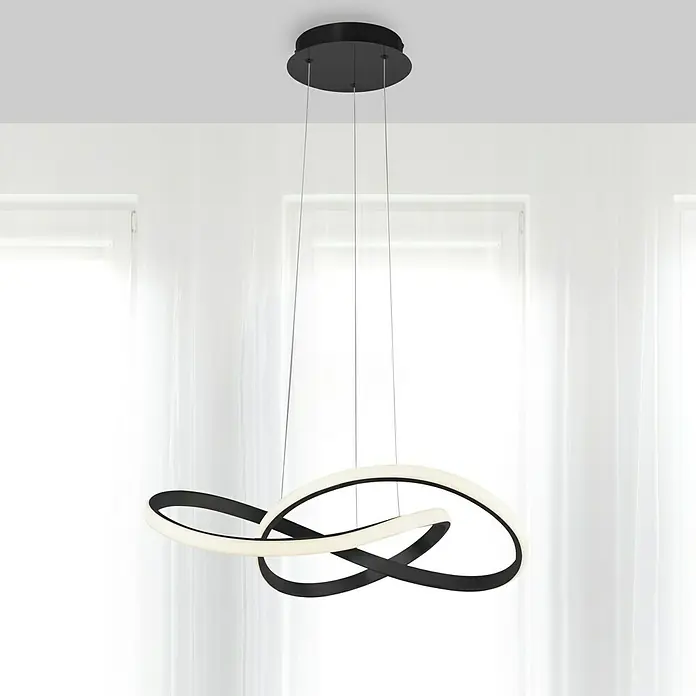 LeuchtenDirekt LED-Pendelleuchte - 29,5 W, L x B x H: 57 x 57 x 120 cm, Schwarz, Tageslichtweiß - Bildausschnitt