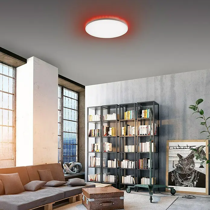 LeuchtenDirekt LED-Deckenleuchte rund - 24 W, Ø x H: 42 x 2,9 cm, Weiß, Sonstige - Stimmungsaufnahme