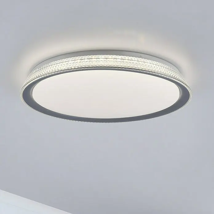 LeuchtenDirekt LED-Deckenleuchte rund - 40 W, Ø x H: 51 x 8 cm, Silber, Tageslichtweiß - Bildausschnitt