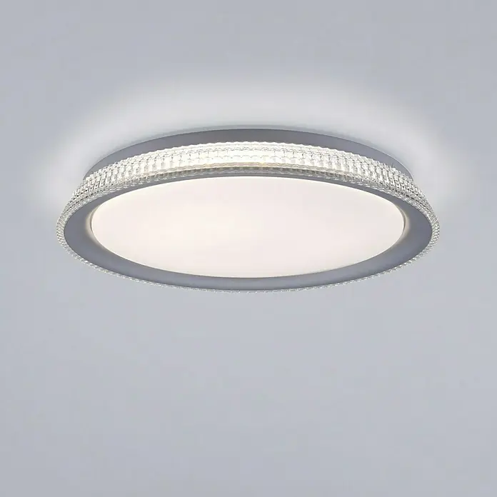 LeuchtenDirekt LED-Deckenleuchte rund - 24 W, Ø x H: 40 x 7,4 cm, Silber, Tageslichtweiß - Bildausschnitt