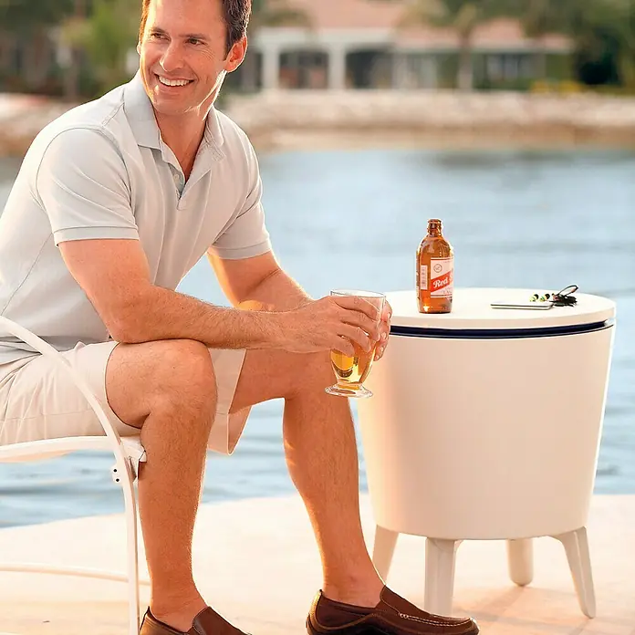 Keter Mesa de jardín Cool Bar - L x An x Al: 49,5 x 49,5 x 84,5 cm, Blanco