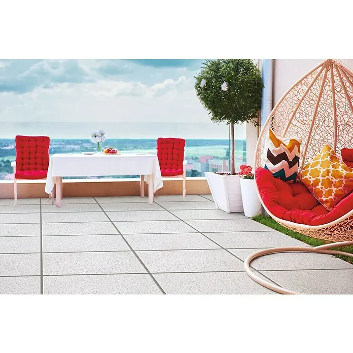 Terrassenplatte Bianco Nero - Bianco Nero, 40 x 60 x 4 cm, Beton, 2D Optik - Stimmungsaufnahme