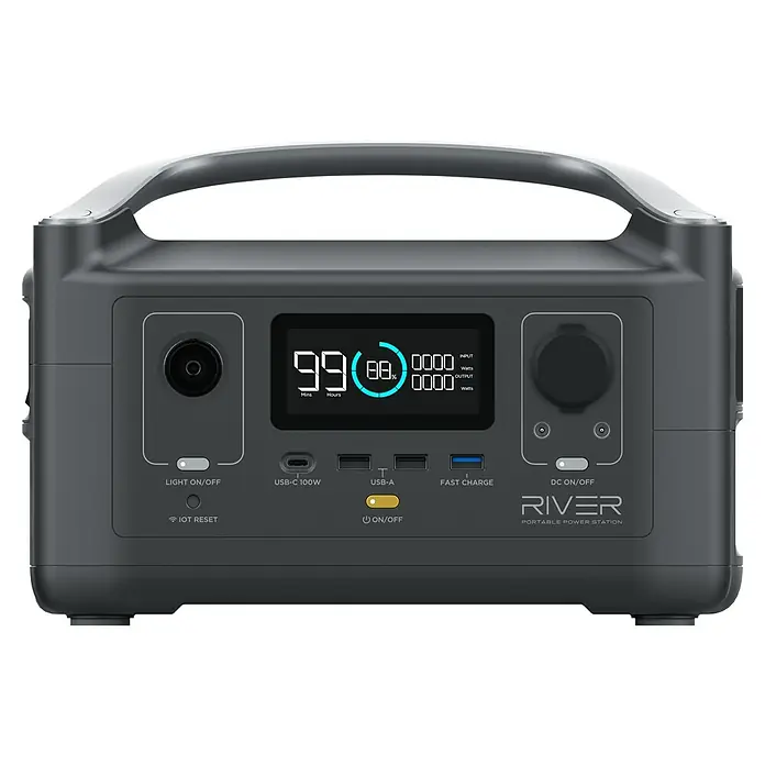 EcoFlow Powerstation River - 288 Wh, Grau/Schwarz - Vorderansicht