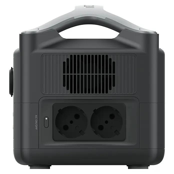 EcoFlow Powerstation River - 288 Wh, Grau/Schwarz - Rückansicht