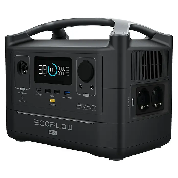 EcoFlow Prijenosna energetska stanica River 600 Max - 576 Wh - Dijagonalni pogled