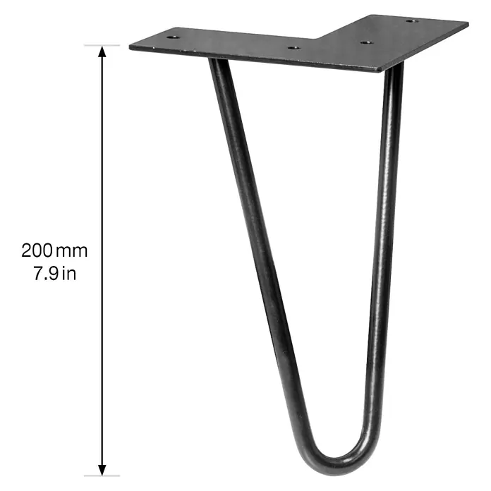 Wagner System Möbelfuß-Set Hairpin Design - Höhe: 200 mm, Schwarz matt, 4 Stk. - Skizze