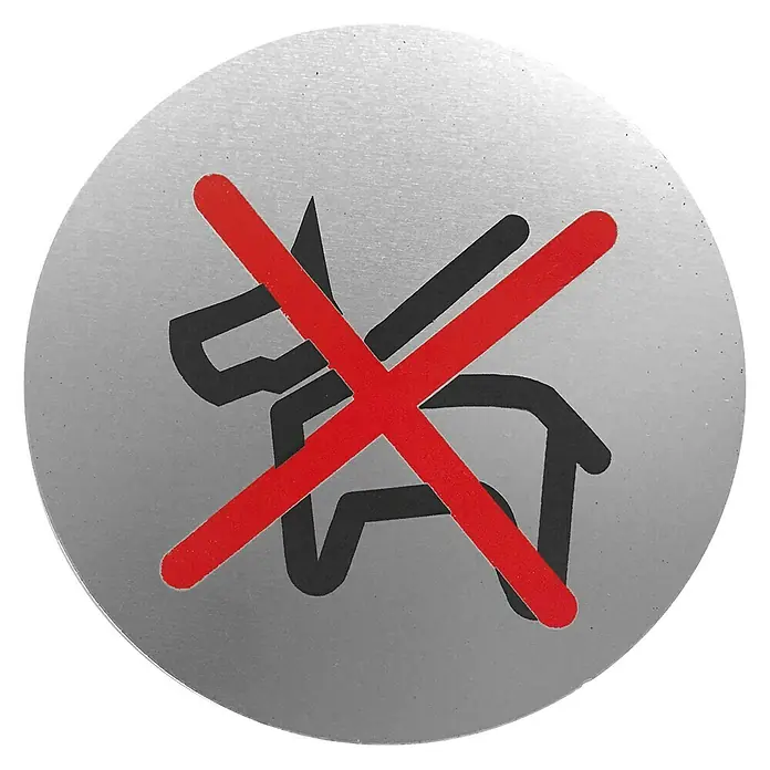 Rótulo - Plateado/Negro, Prohibido el paso a perros, 9 cm