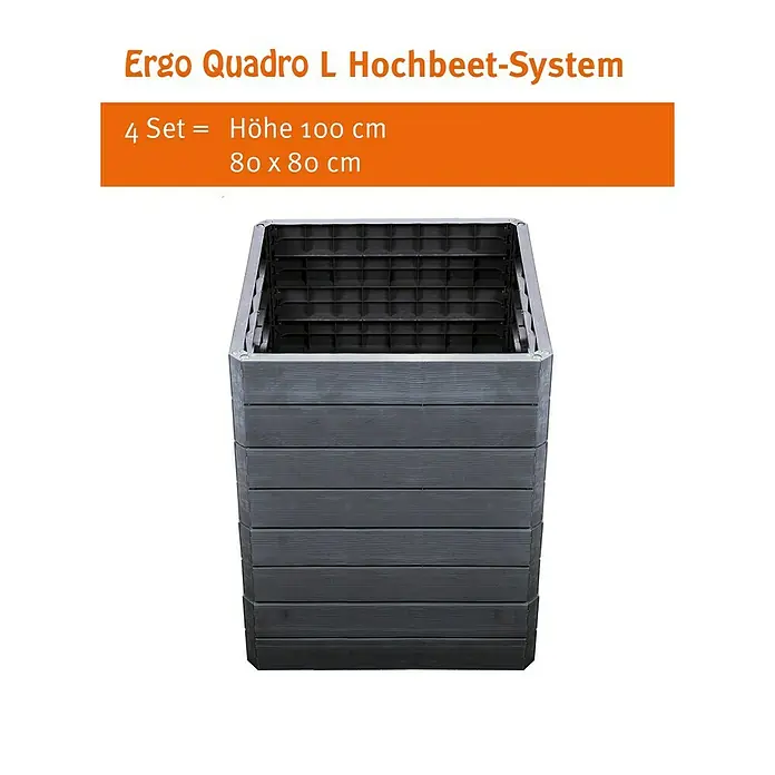 Garantia Hochbeet Ergo Quadro L - 80 x 80 x 25 cm, Kunststoff - Informationsansicht