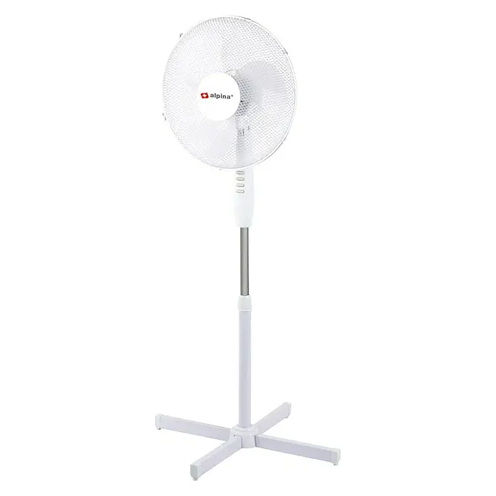 Ventilador de pie Alpina - Blanco, Diámetro: 40 cm, 42 W, Altura: 128 cm - Vista angular