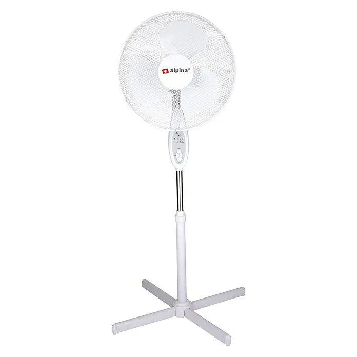 Ventilador de pie Alpina con mando a distancia - Blanco, Diámetro: 40 cm, 40 W, Altura: 125 cm - Vista frontal