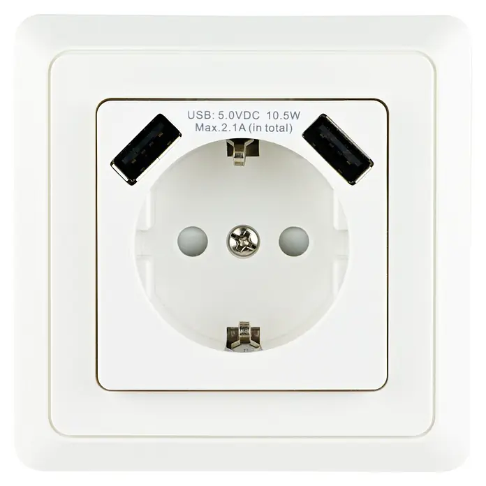 REV USB-Steckdose PrimaLuxe - Weiß, 16 A, 2 USB-Anschlüsse - Vorderansicht