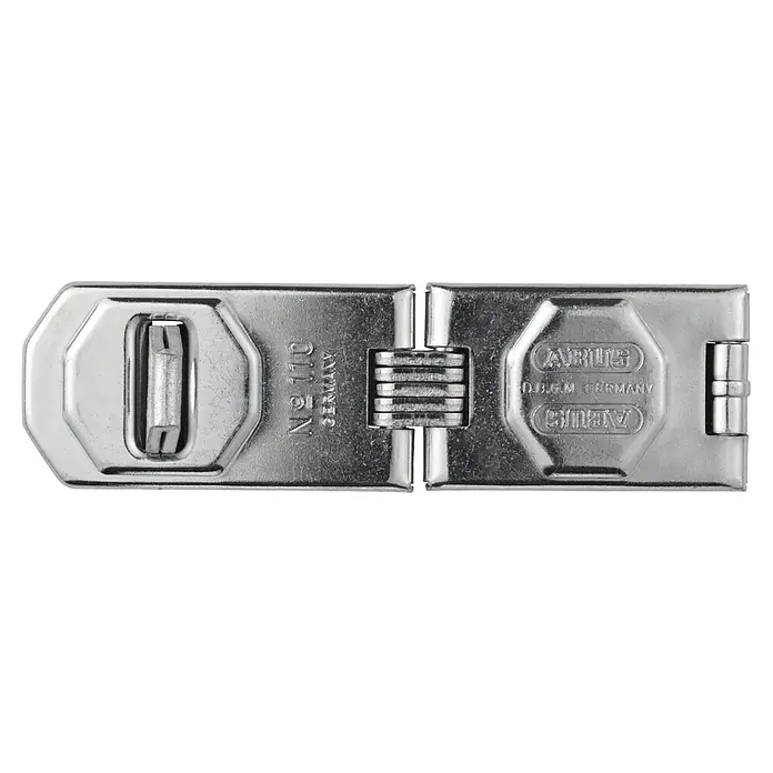 Abus Gelenk-Überfalle 110 - Maße Überfalle: 155 x 45 mm, Durchmesser Öse: 12,2 mm, Stahl - Vorderansicht