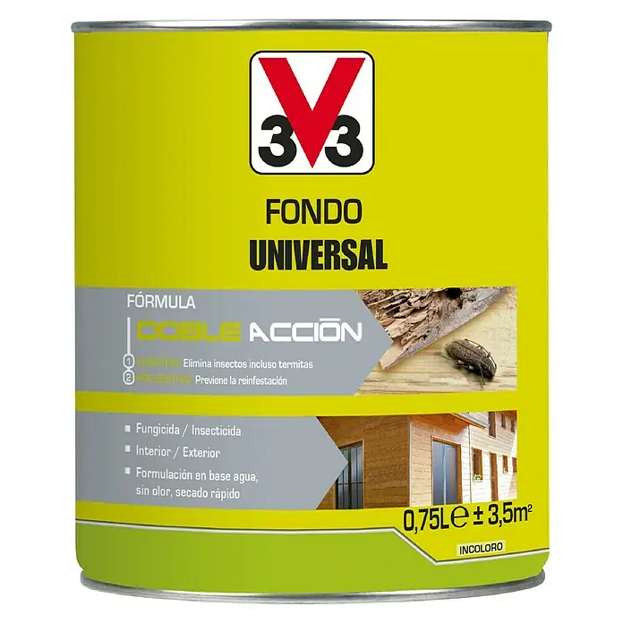 V33 Protección para madera fondo Universal Doble Acción - Incoloro, 750 ml