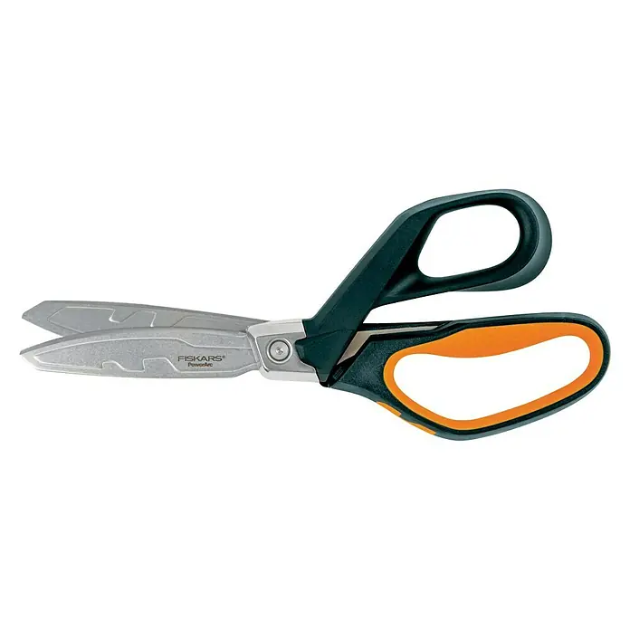 Fiskars PowerArc Tijeras de trabajo - Largo: 260 mm, Longitud de corte: 90 mm, Negro/Naranja