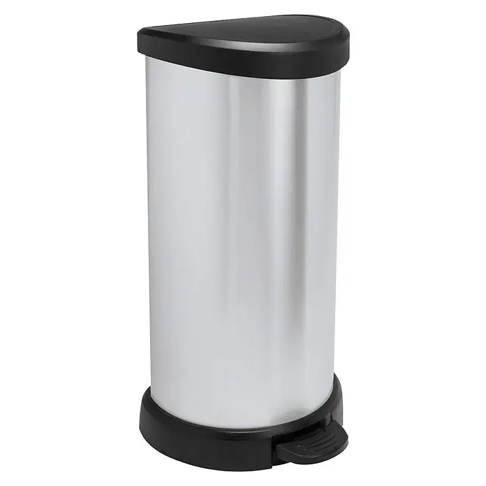 Cubo de basura con tapa Cozinha - 40 l, Negro/Gris - Vista angular