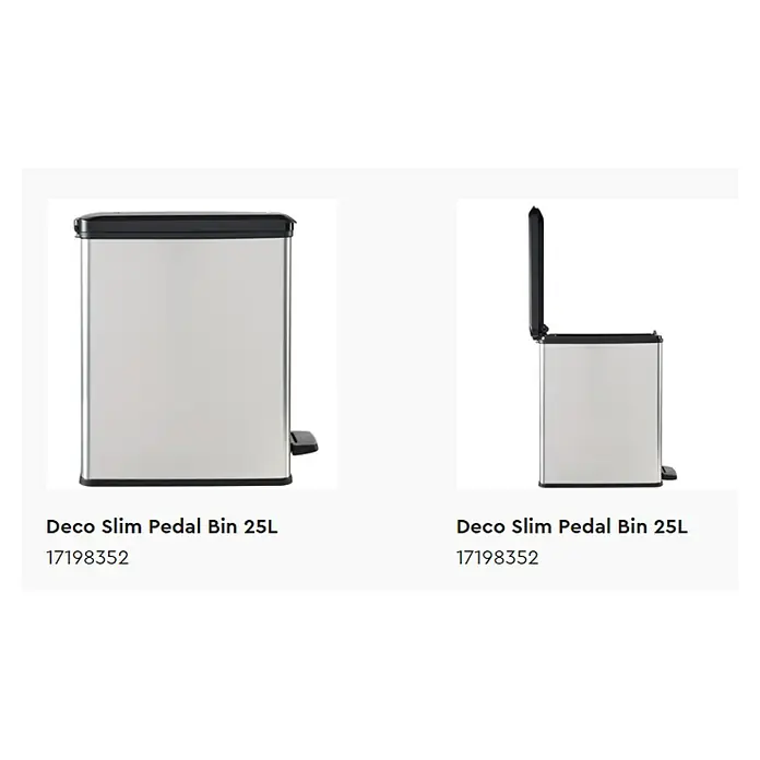 Cubo de la basura Slim bin - 40 l, Negro/Gris, Rectangular, Plástico - Información del producto