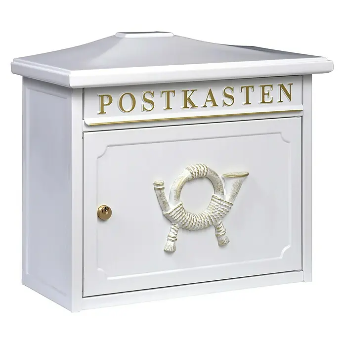Burg-Wächter Briefkasten Sylt - L x B x H: 205 x 410 x 345 mm, Stahl, Weiß - Vorderansicht