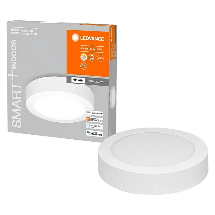 Ledvance LED-Deckenleuchte - 12 W, L x B x H: 20 x 20 x 4 cm, Mehrfarbig - Diagonale Ansicht